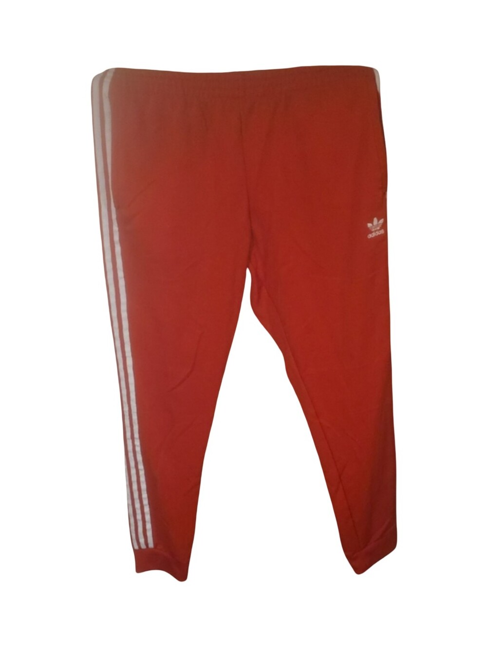 adidas Red Track Pants with White Three-Stripes